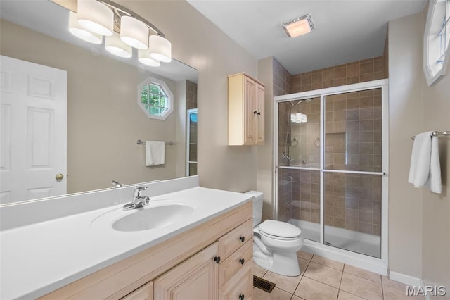 1439 Briarcreek Dr, Saint Louis, MO 63122 - bathroom with tile patterned floors, vanity, and a stall shower