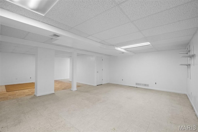 1439 Briarcreek Dr, Saint Louis, MO 63122 - finished basement with tile patterned floors and a drop ceiling