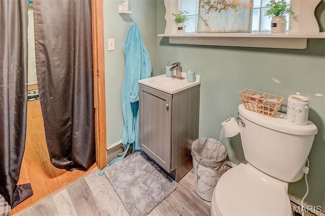519 N Maple St, Duquoin, IL 62832 - bathroom featuring wood finished floors, toilet, and vanity