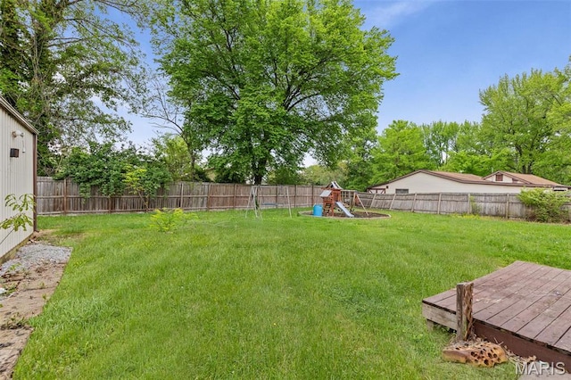 519 N Maple St, Duquoin, IL 62832 - view of yard featuring a playground and a deck