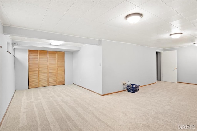 finished below grade area with carpet floors and baseboards
