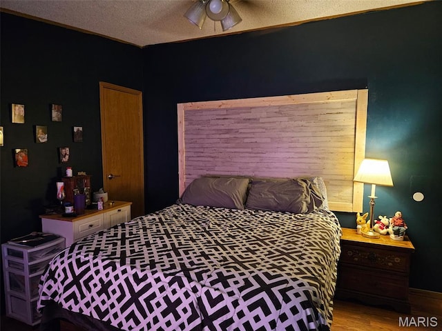 211 N Lucas St, Pilot Knob, MO 63663 - bedroom featuring a textured ceiling and wood finished floors