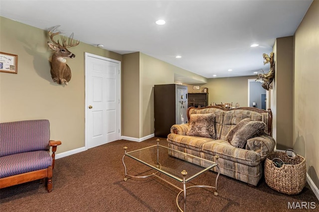 8007 Engleford Rd, Dittmer, MO 63023 - carpeted living area with baseboards, bar, and recessed lighting