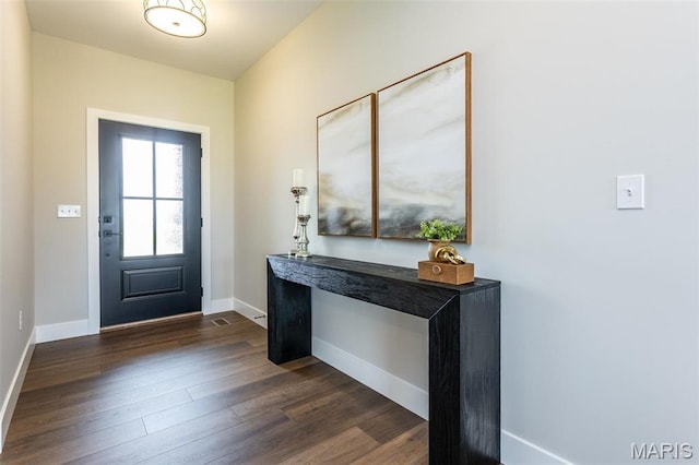 837 Bushwood Way, Ofallon, IL 62269 - doorway to outside with dark wood-type flooring and baseboards