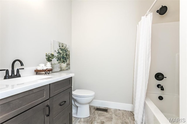837 Bushwood Way, Ofallon, IL 62269 - full bath featuring toilet, vanity, shower / bath combo, and baseboards