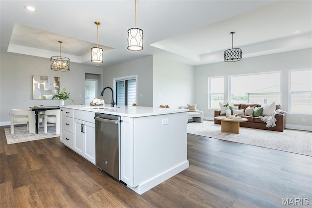 837 Bushwood Way, Ofallon, IL 62269 - kitchen with a raised ceiling, dishwasher, a sink, healthy amount of natural light, and recessed lighting