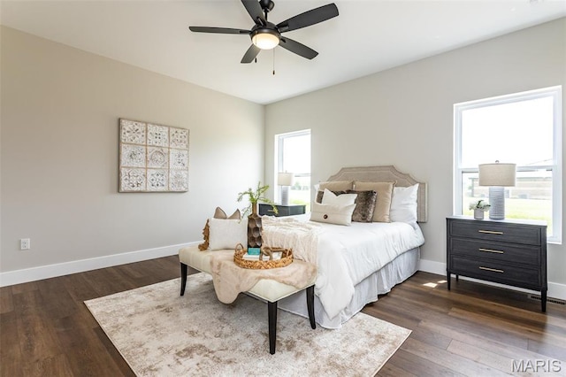 837 Bushwood Way, Ofallon, IL 62269 - bedroom with dark wood-style flooring, baseboards, and a ceiling fan