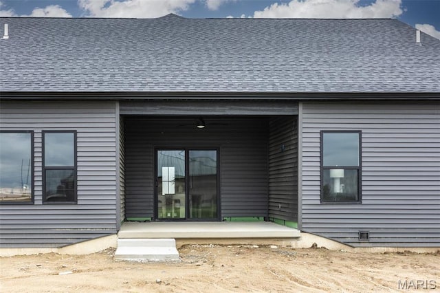 837 Bushwood Way, Ofallon, IL 62269 - back of house featuring covered porch and roof with shingles
