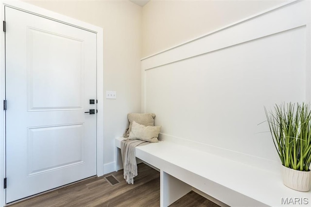 mudroom with dark wood-type flooring