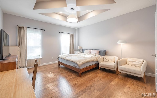 1347 Thomas Dr, Rolla, MO 65401 - bedroom featuring light wood-style flooring, a tray ceiling, and baseboards