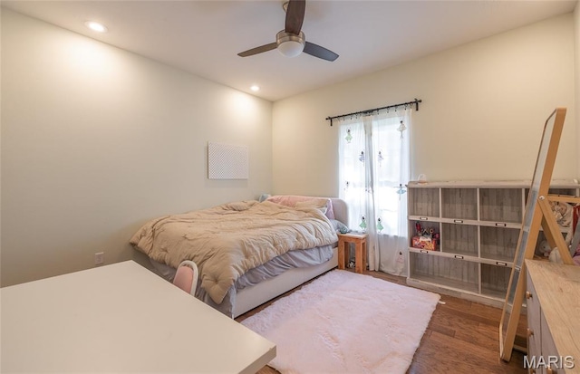1347 Thomas Dr, Rolla, MO 65401 - bedroom with wood finished floors, recessed lighting, and ceiling fan