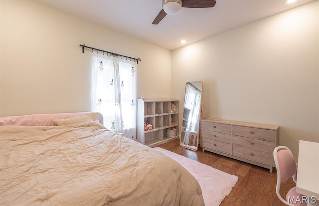 1347 Thomas Dr, Rolla, MO 65401 - bedroom with wood finished floors, recessed lighting, and a ceiling fan