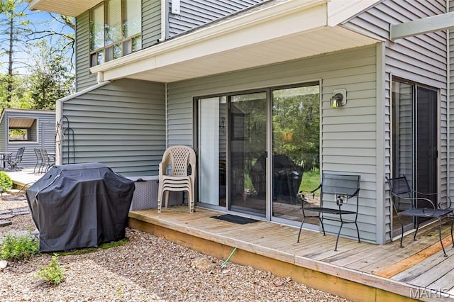 45 S Lionshead Dr, Innsbrook, MO 63390 - wooden terrace featuring grilling area