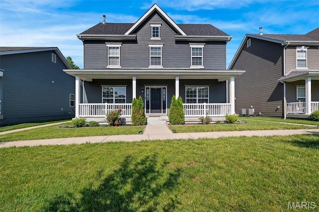 153 Stella Cherry Way, Wildwood, MO 63040 - traditional-style house featuring a porch, a front lawn, and roof with shingles