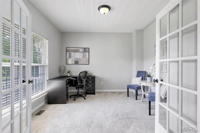 153 Stella Cherry Way, Wildwood, MO 63040 - office featuring french doors, carpet flooring, and baseboards