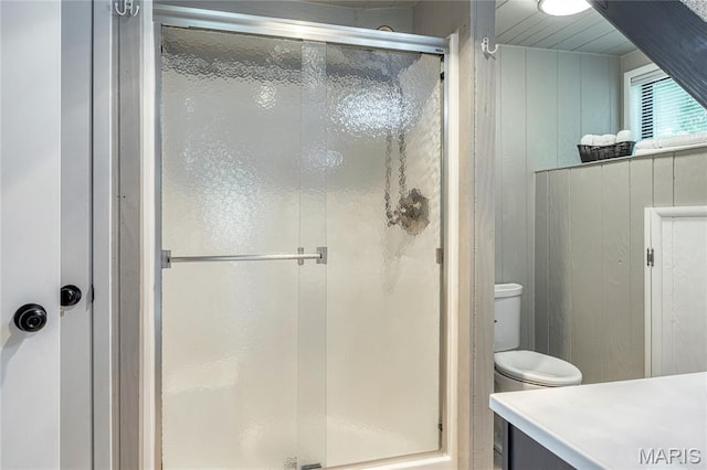 1235 Powderhorn Dr, Innsbrook, MO 63390 - bathroom with a stall shower, toilet, and vanity