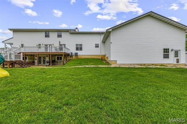 802 Hager Rd, Farmington, MO 63640 - back of house featuring french doors, a deck, and a yard