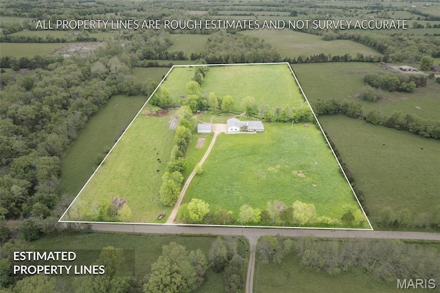802 Hager Rd, Farmington, MO 63640 - aerial view of sparsely populated area featuring property boundaries highlighted