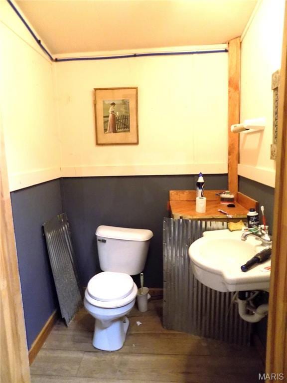 491 Broadway St, Edgar Springs, MO 65462 - half bathroom with toilet, wood finished floors, and a sink