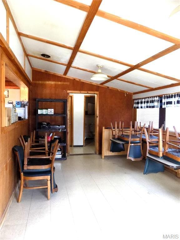 491 Broadway St, Edgar Springs, MO 65462 - living room with wood walls and vaulted ceiling