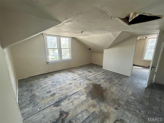 339 Midridge Dr, Saint Louis, MO 63137 - additional living space with vaulted ceiling, healthy amount of natural light, and dark wood-type flooring