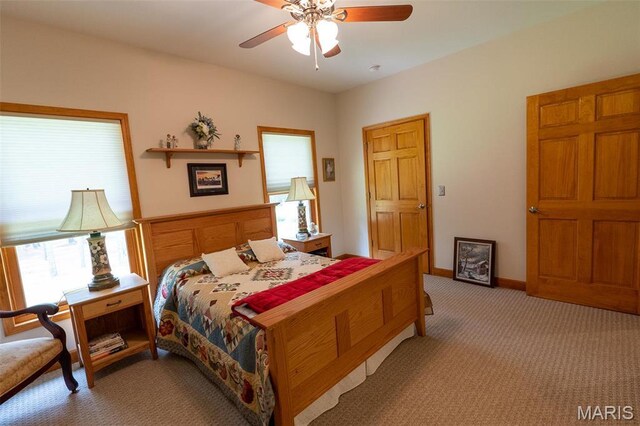 14035 County Road 4110, Rolla, MO 65401 - bedroom with carpet, baseboards, and ceiling fan