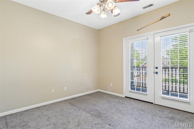 162 Saint Benedict, Pevely, MO 63070 - carpeted spare room with ceiling fan, baseboards, and french doors