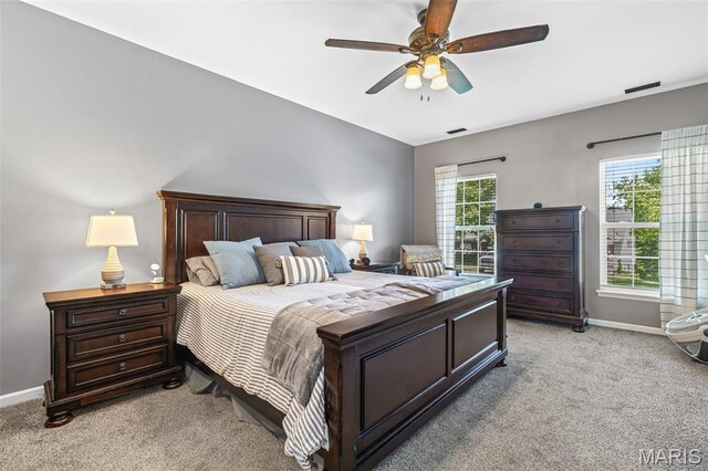 162 Saint Benedict, Pevely, MO 63070 - bedroom with baseboards, light colored carpet, and a ceiling fan