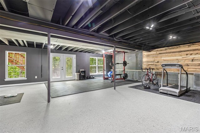 162 Saint Benedict, Pevely, MO 63070 - basement featuring french doors and wood walls
