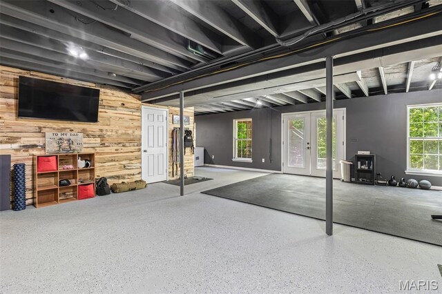 162 Saint Benedict, Pevely, MO 63070 - basement with french doors and wood walls