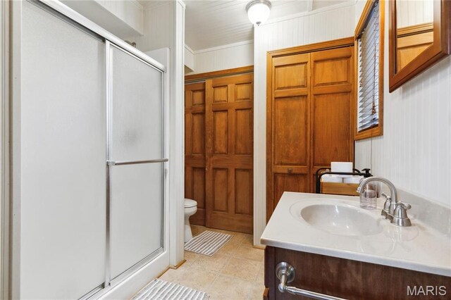 2635 Grendel Rdg, Innsbrook, MO 63390 - bathroom with a shower stall, vanity, toilet, and tile patterned floors