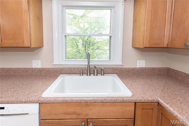 kitchen featuring a sink, dishwasher, and light countertops