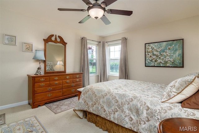 9574 Woodcrest Pl, Breese, IL 62230 - bedroom with carpet, baseboards, and a ceiling fan