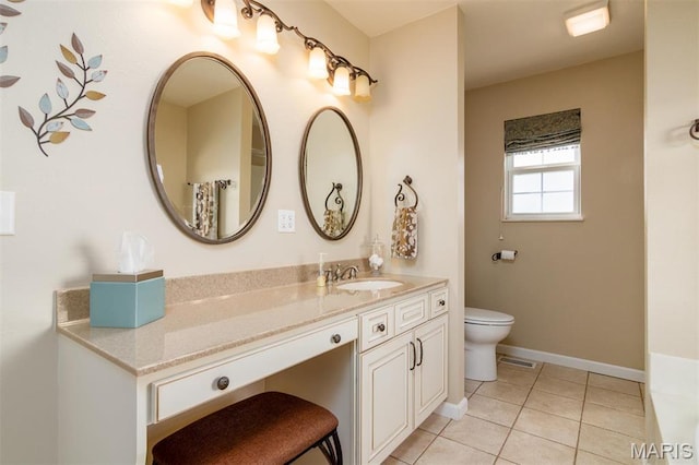 9574 Woodcrest Pl, Breese, IL 62230 - bathroom featuring toilet, tile patterned floors, vanity, and baseboards