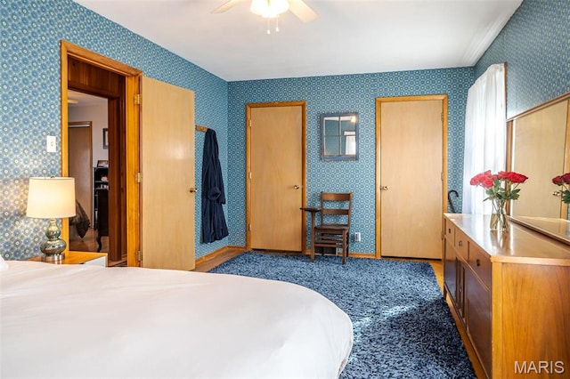729 W State St, Union, MO 63084 - bedroom featuring wallpapered walls and ceiling fan