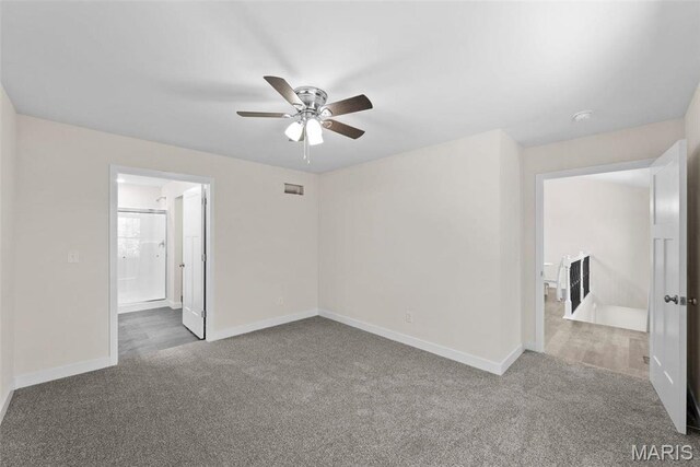 282 Railroad St, Moscow Mills, MO 63362 - unfurnished room featuring carpet, a ceiling fan, baseboards, and a smoke detector