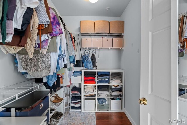1239 Gardens Circle Dr Unit I, Saint Louis, MO 63125 - walk in closet with wood finished floors