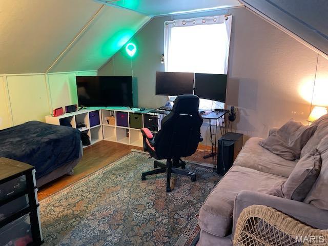 308 S Cedar St, Trenton, IL 62293 - home office with lofted ceiling and wood finished floors