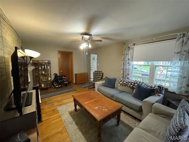 308 S Cedar St, Trenton, IL 62293 - living area featuring light wood-type flooring and ceiling fan