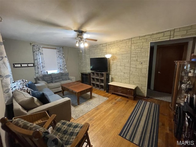 308 S Cedar St, Trenton, IL 62293 - living area featuring ceiling fan and wood finished floors
