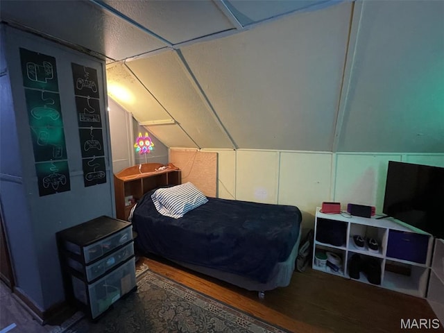 308 S Cedar St, Trenton, IL 62293 - bedroom featuring vaulted ceiling and wood finished floors