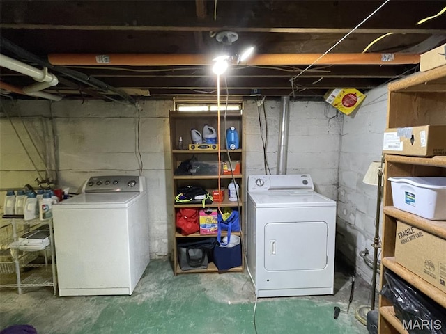 308 S Cedar St, Trenton, IL 62293 - unfinished basement featuring washing machine and clothes dryer