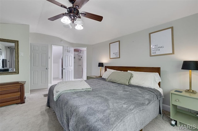 5245 Robert Ave, Saint Louis, MO 63109 - carpeted bedroom with lofted ceiling, baseboards, and a ceiling fan