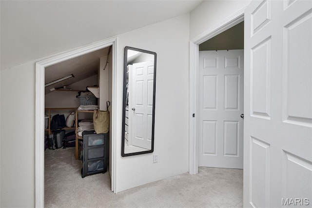 5245 Robert Ave, Saint Louis, MO 63109 - hallway with light carpet and lofted ceiling