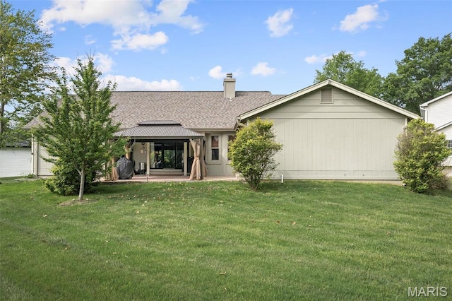 108 Antoinette Ter, Lake St Louis, MO 63367 - rear view of property with a gazebo, a yard, a chimney, a patio area, and roof with shingles