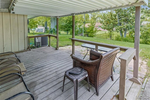 213 Todd Ln, Belleville, IL 62221 - wooden deck with cooling unit and a yard