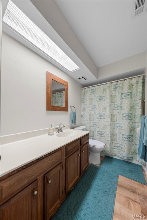 12944 Bryce Canyon Dr, Maryland Heights, MO 63043 - full bathroom with toilet, vanity, and a shower with shower curtain