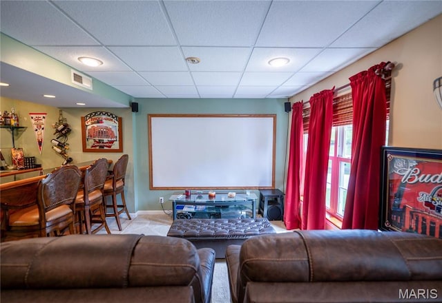 1004 Kodiak Ct, Wentzville, MO 63385 - living area with a dry bar, a paneled ceiling, and recessed lighting