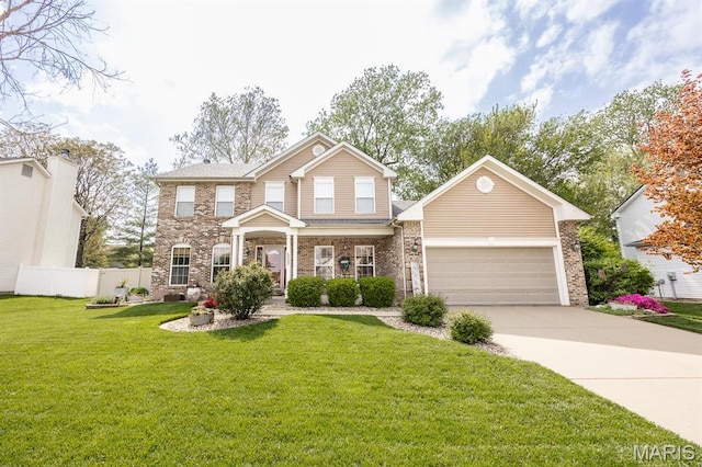 1237 Conrad Ln, Ofallon, IL 62269 - view of front of property with brick siding, a garage, and concrete driveway