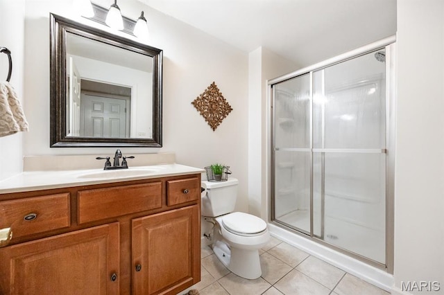 1237 Conrad Ln, Ofallon, IL 62269 - full bath with tile patterned floors, a stall shower, toilet, and vanity